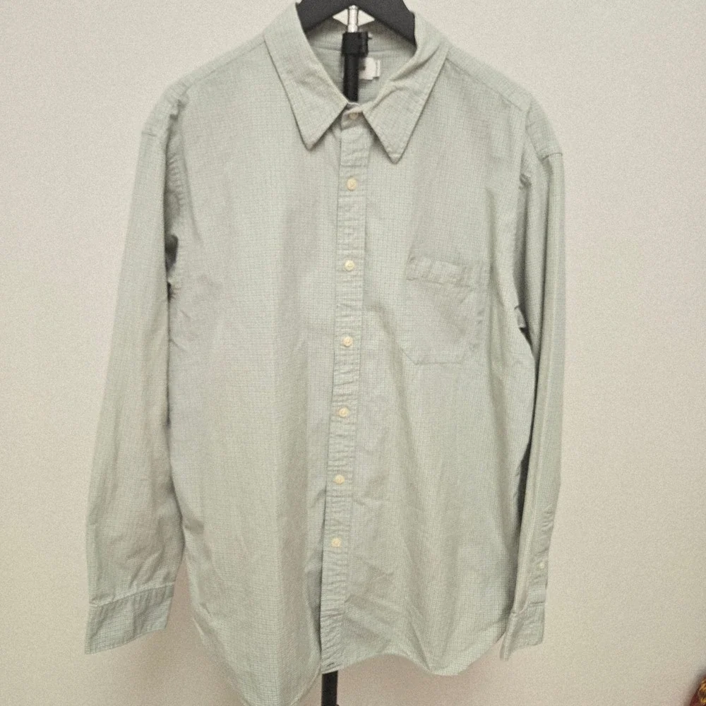 J.Crew Mens XL Long Sleeve Button Down Shirt Green Blue Micro Check Cotton - Picture 3 of 9